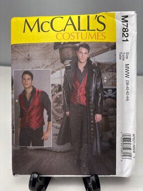 McCalls M7821 Mens Costume Pattern Size 38 40 42 44 Pirate/Steampunk Jacket Vest